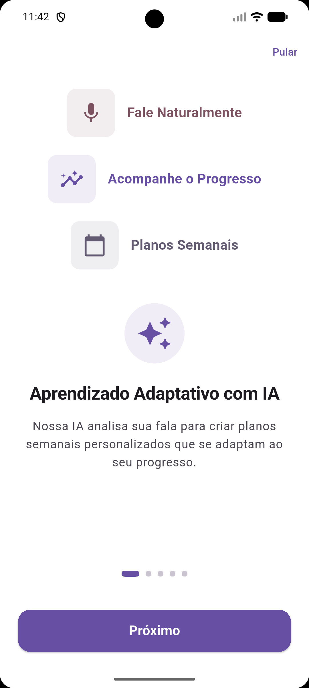 Onboarding personalizado do LangMind